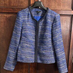 J CREW TWEED LADY JACKET COBALT BLUE SIZE M